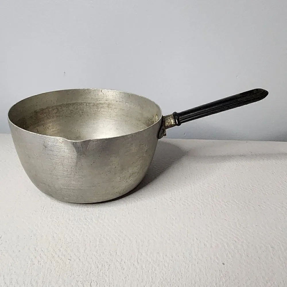 Vintage Aluminum Small Pan Pouring Spout Bakelite Handle Made in Italy